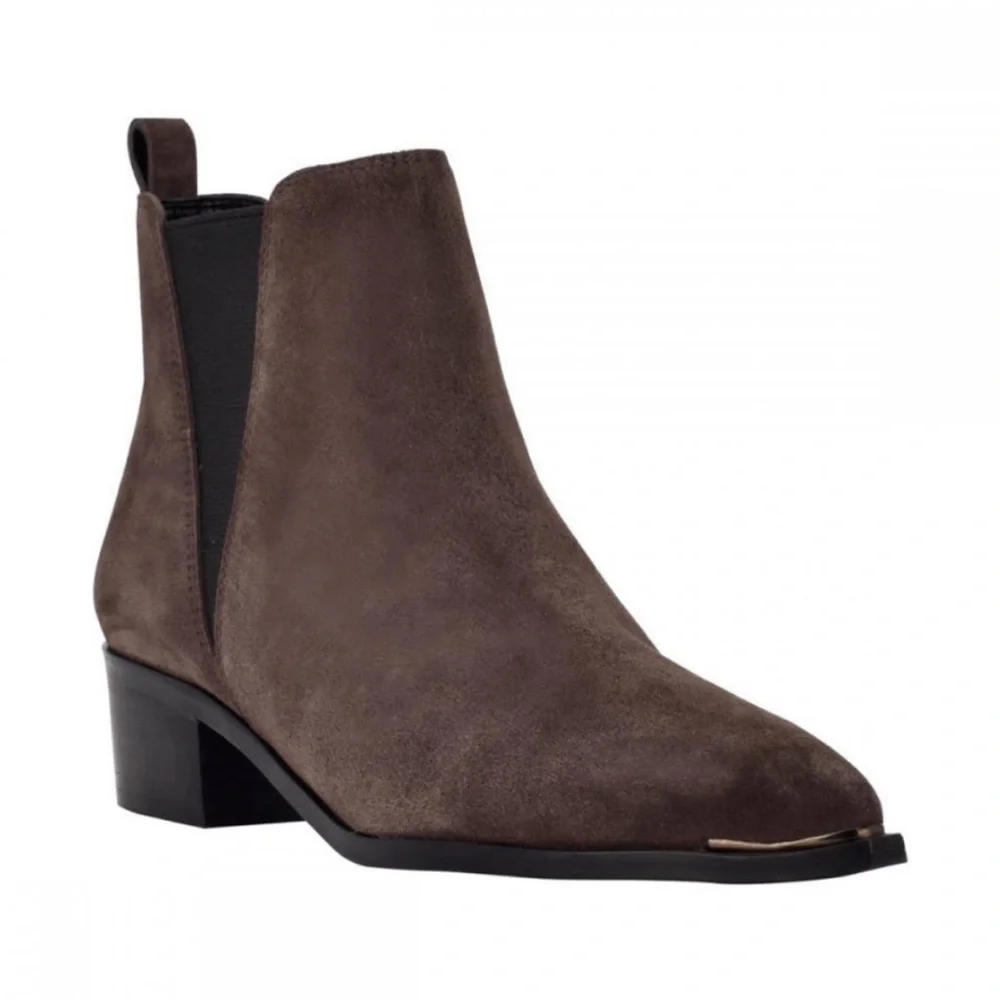 Marc Fisher Suede Leather Yale Chelsea Bootie Ankle Boot Brown Size 9 NWT